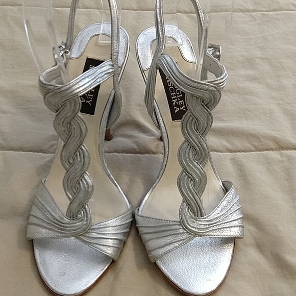 Badgley Mischka Silver Sandals - Picture 2 of 5
